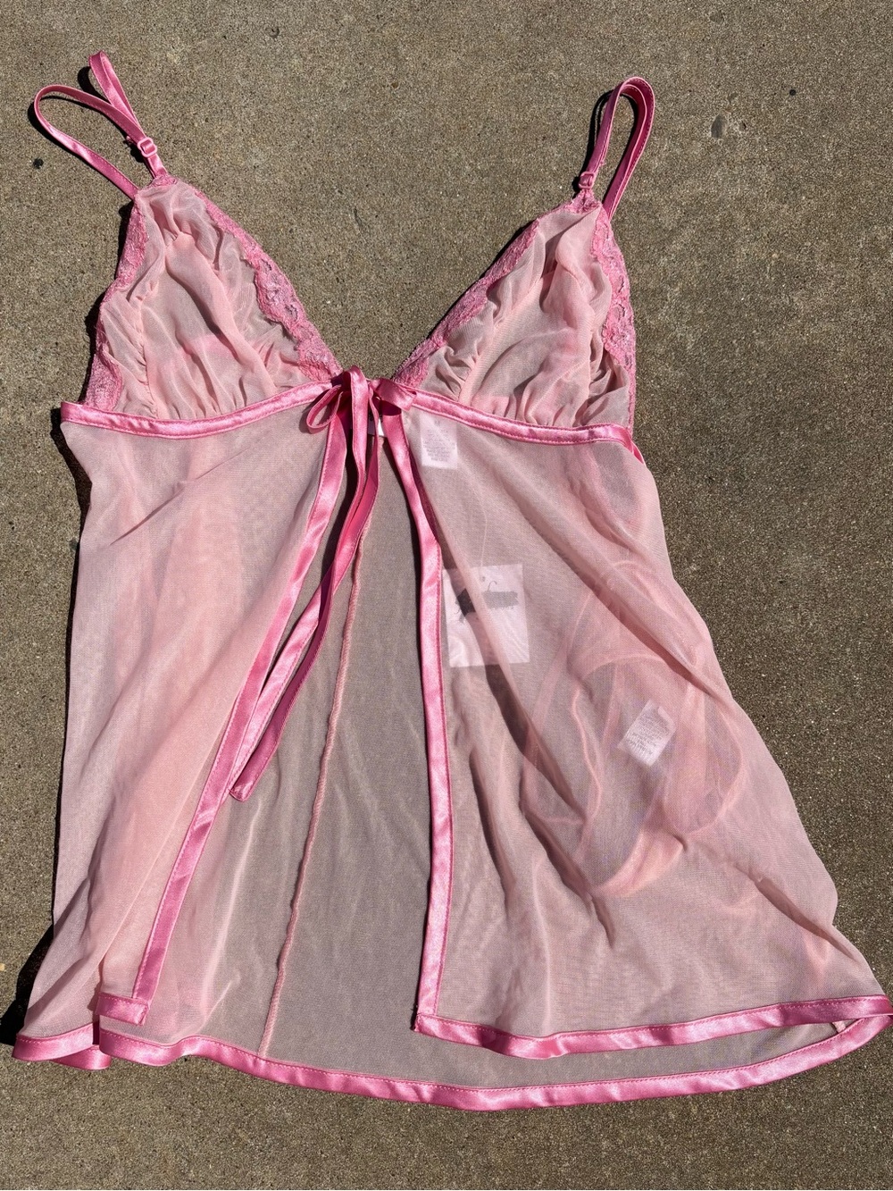 Frederick's of Hollywood Light Pink Sheer Lace-Trim Chemise